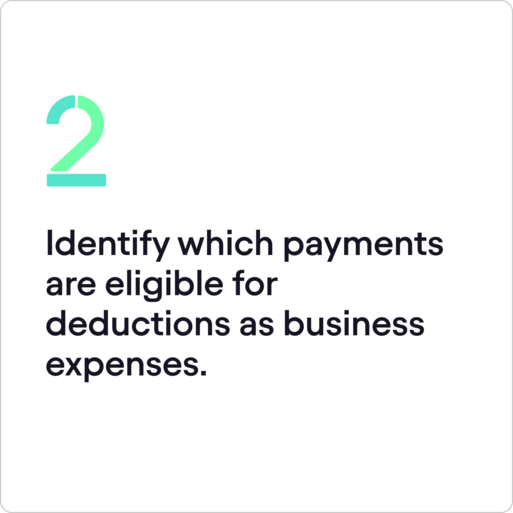 Text card explaining eligible payments as business expenses