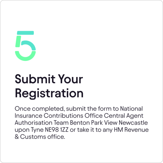 Step five card instructing to submit your registration form