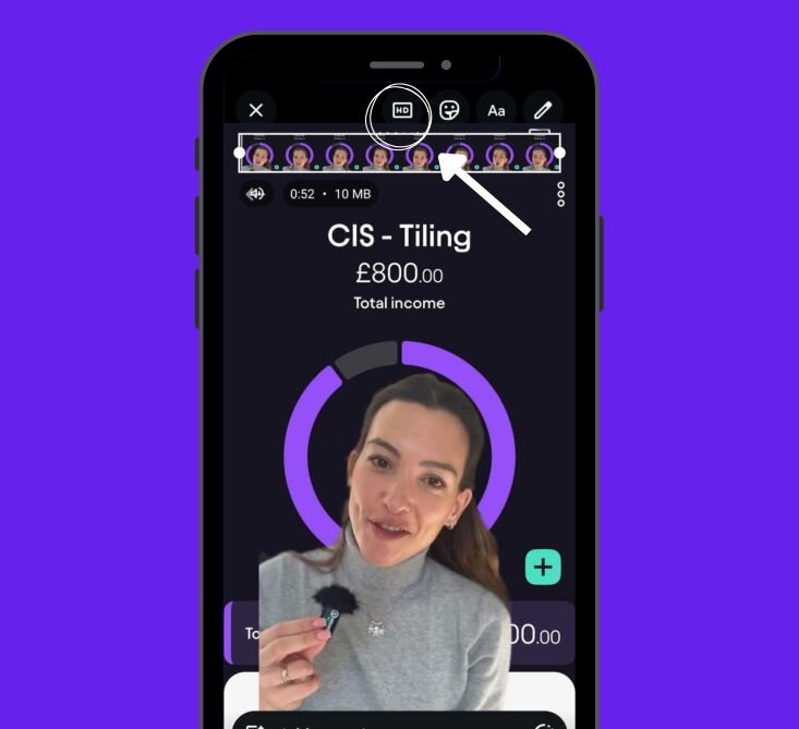 Pie app ambassador recording a video tutorial on mobile phone screen