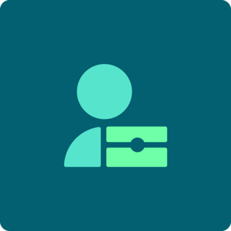 man with card teal icon