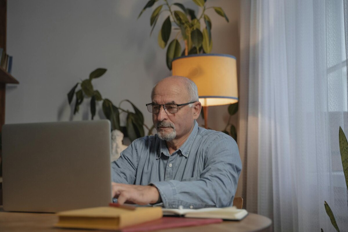 Man working on laptop