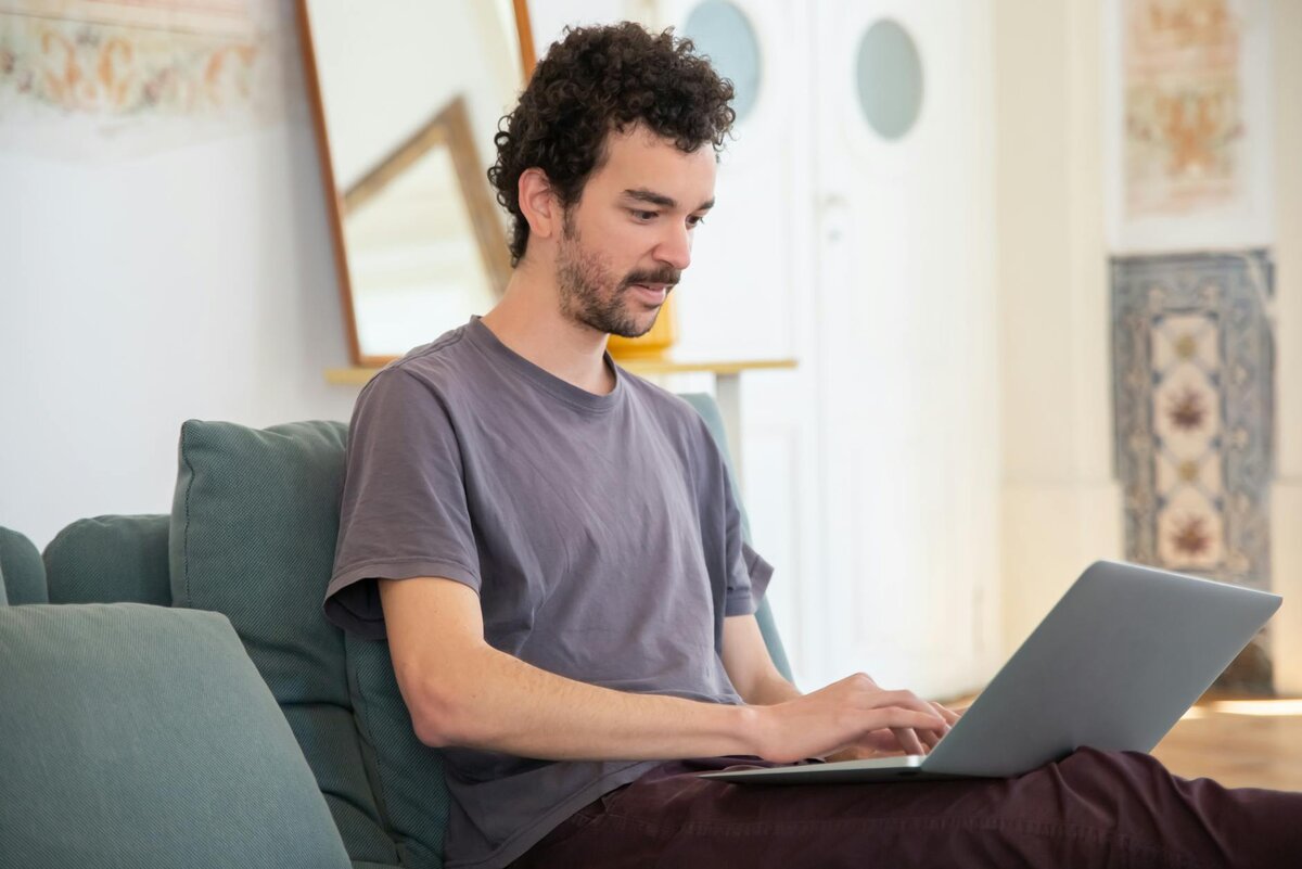 Man working on laptop