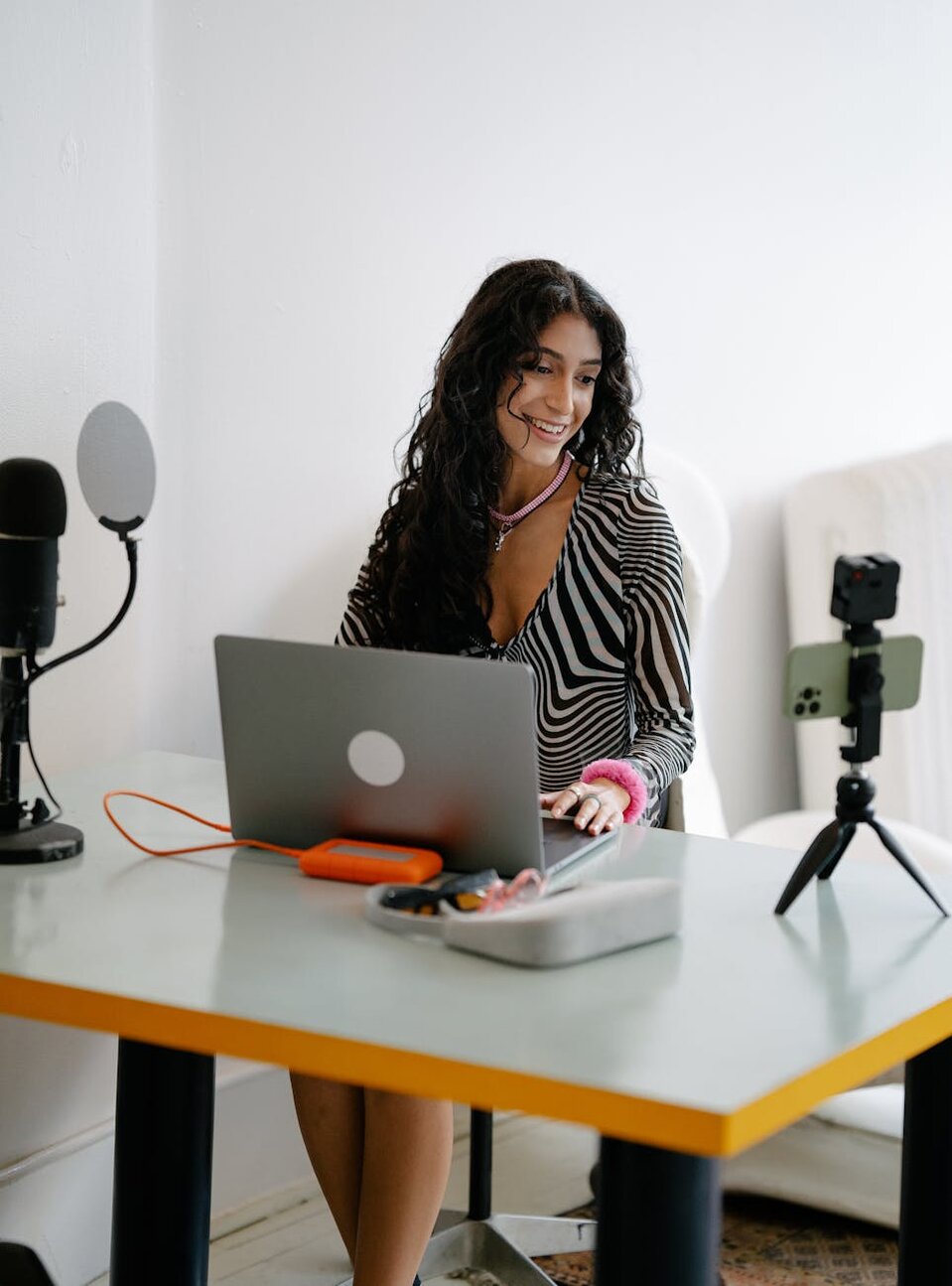 Pie Tax ambassador creating online content and promoting the referral programme from home office