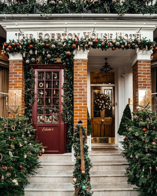 Christmas decoration on the front of building