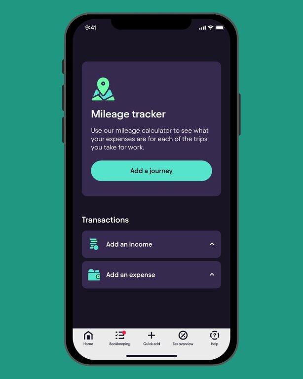 Mileage tracker app screen displayed on dark smartphone
