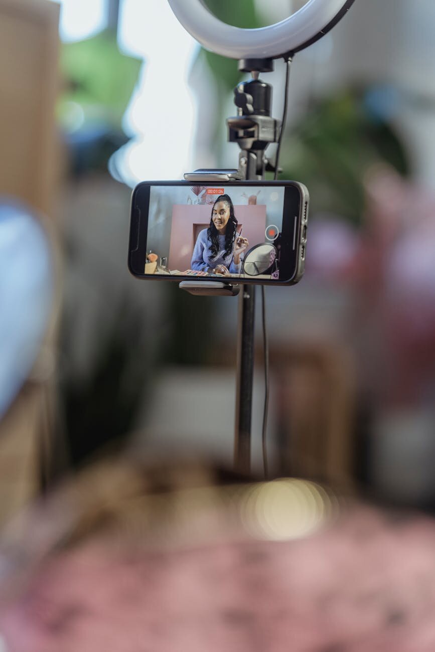 Content creator recording a video for the Pie App Ambassador Program