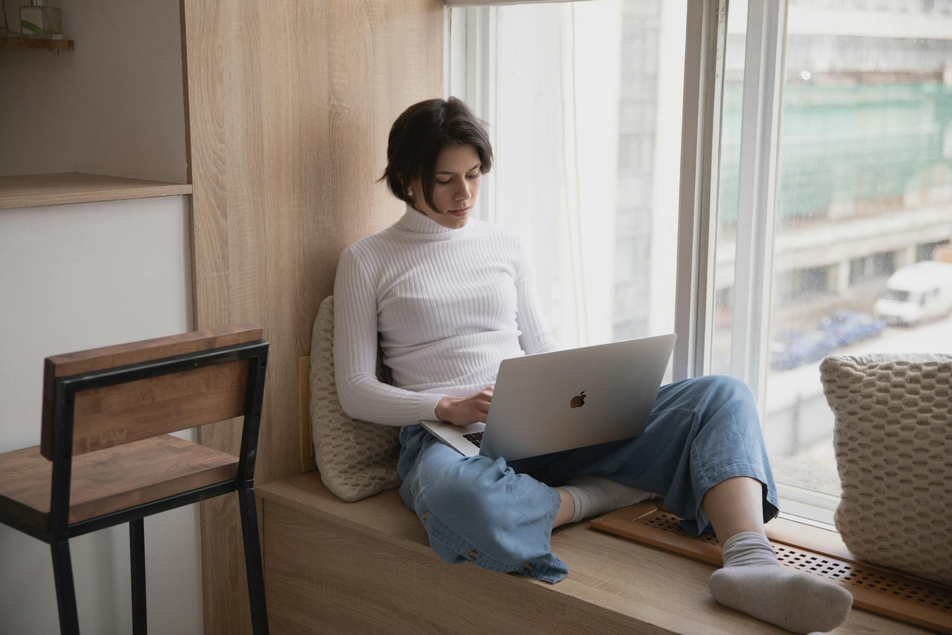 women with laptop working