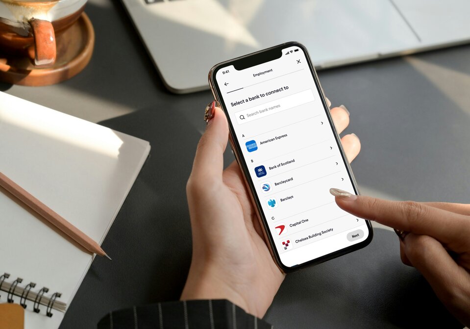 Hand scrolling through a menu list on smartphone