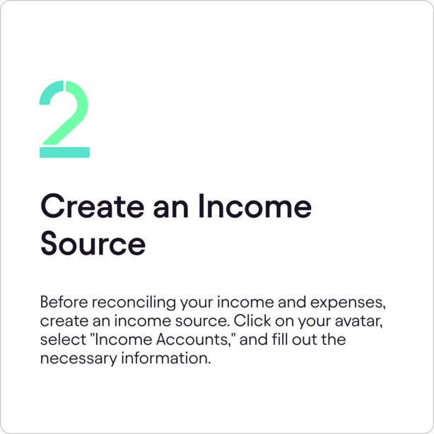Instruction card for creating an income source account