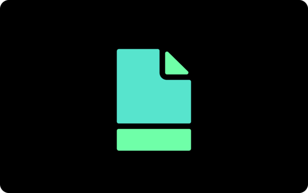 Dark background with a teal document file icon