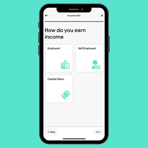 Mobile app screen asking how you earn your income.
