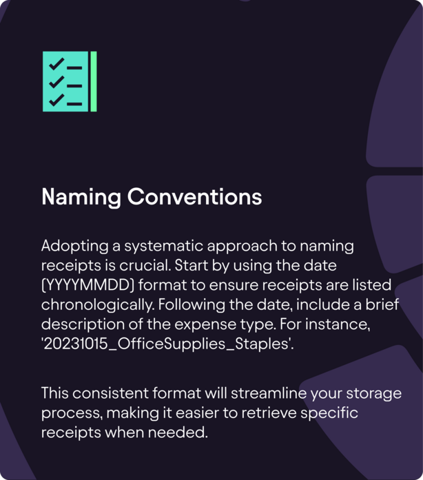 Naming conventions graphic with checklist document icon
