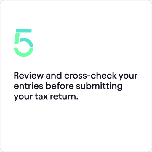 Card showing step five: review entries before submission