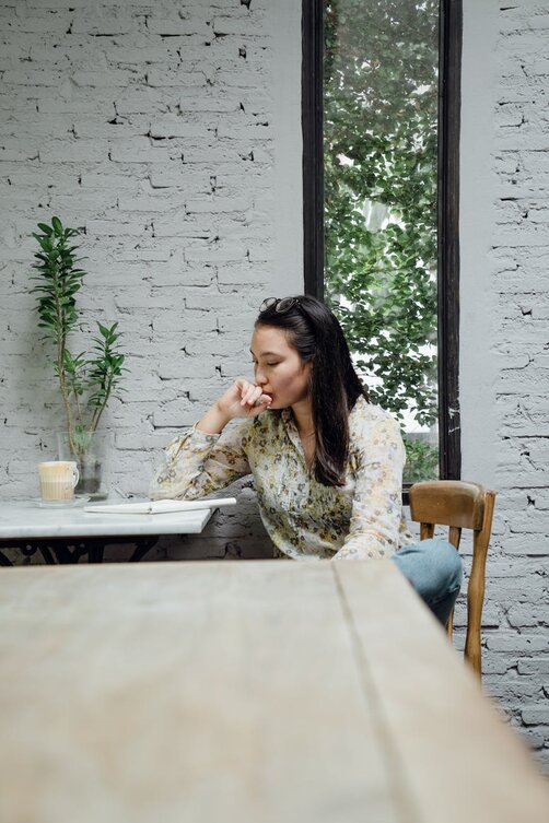 Woman checking her notes
