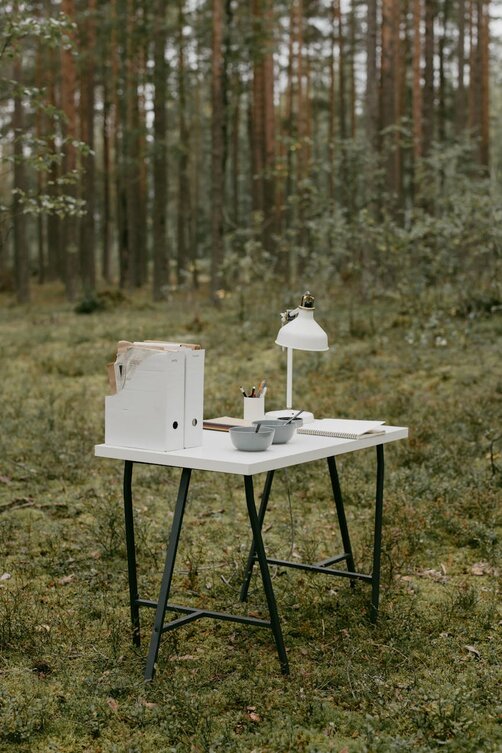 table on grass outside