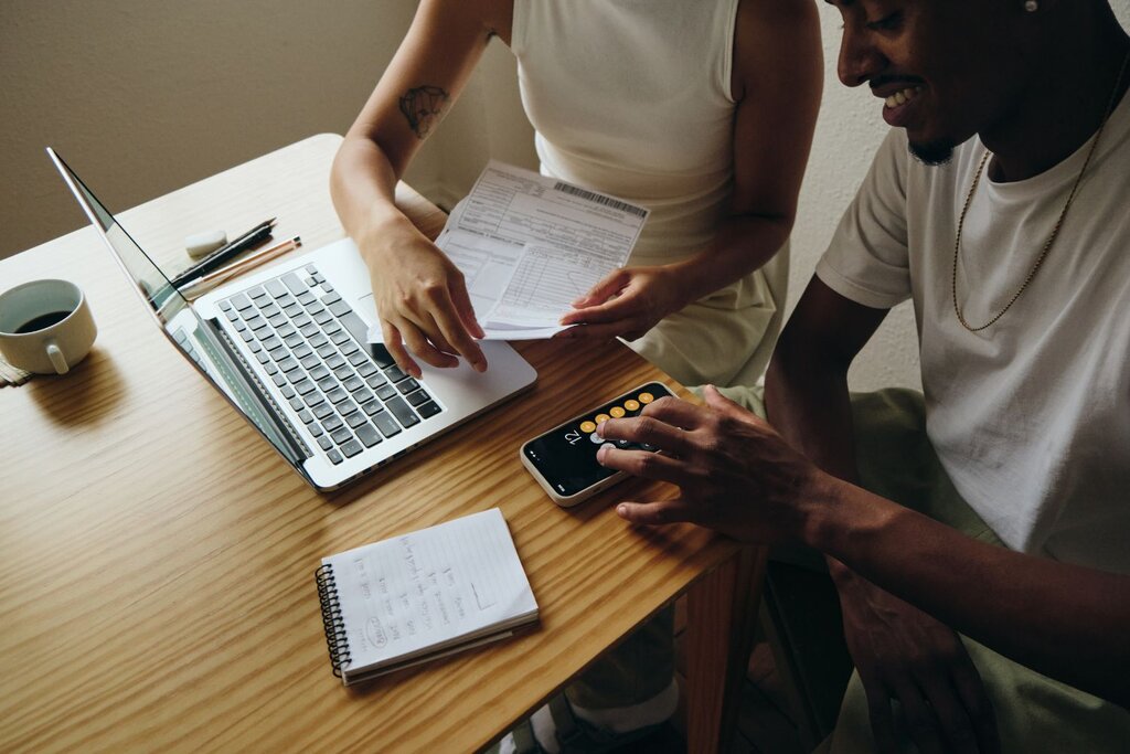 couple checking finances