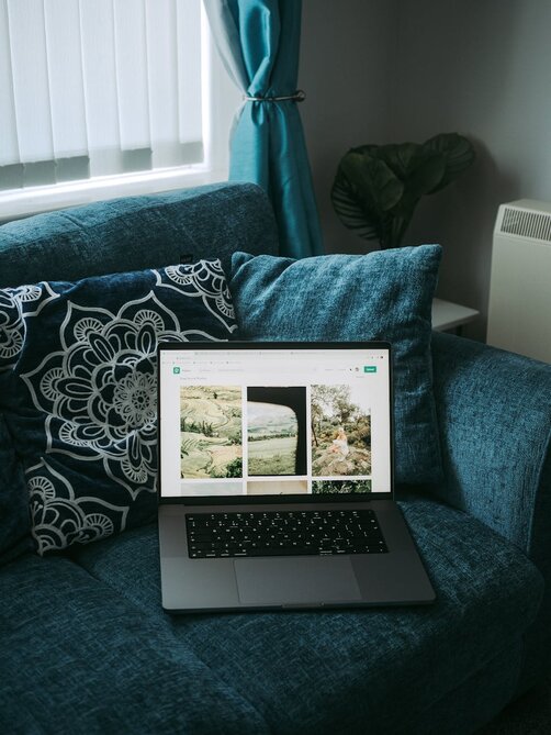 laptop on a chair