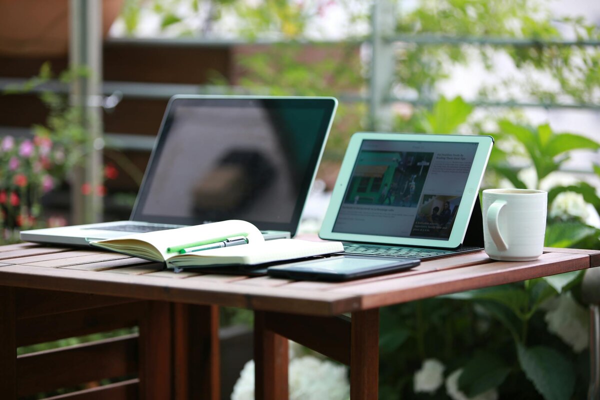 laptop on table