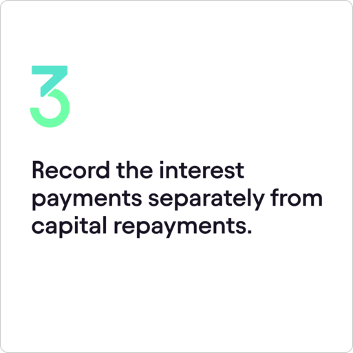 Card showing step three: record interest payments separately